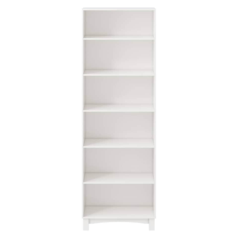image 1 of Wide Shelf Tier Wooden Bookcase Shelving Modern Open Display Storage Cabinet | White | White 6 Tier | 1
