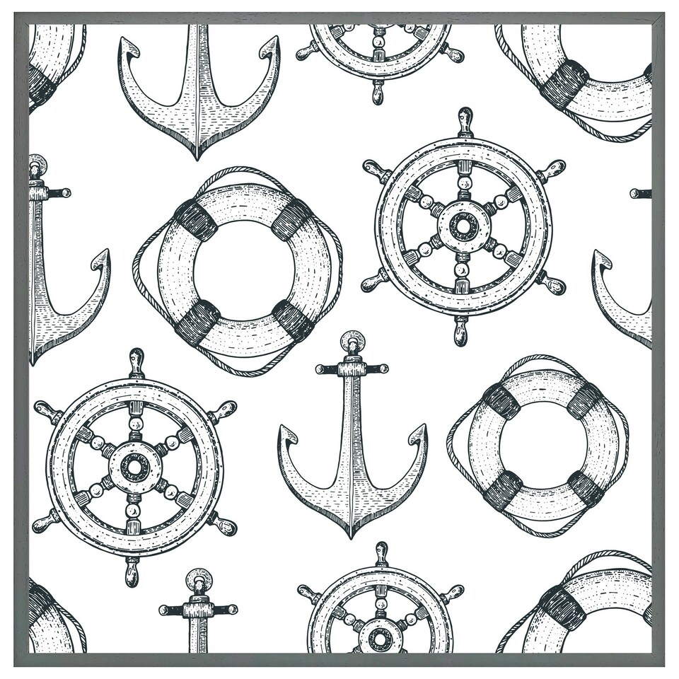 image 1 of Anchor & wheel (Picture Frame) Brown | Oak | XL