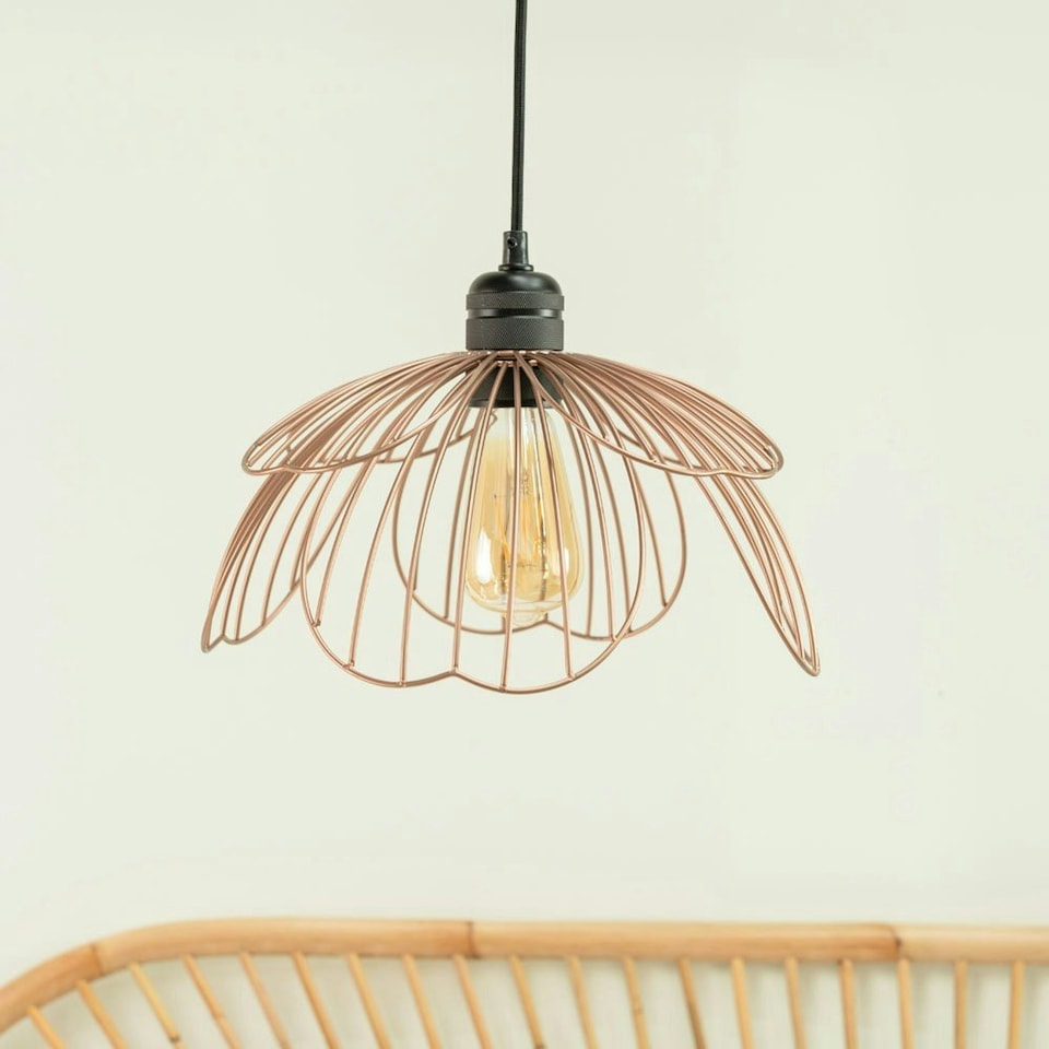 image 1 of ValueLights Rose Metal Painted Pink Dome Ceiling Pendant Shade | Pink