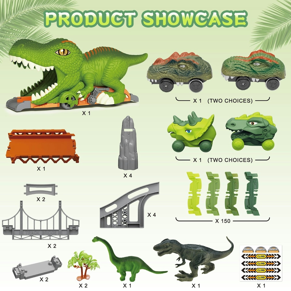 image 1 of Dinosaur Track Playset – Flexible Racing Track with Dinosaur Tunnel & Figures for Kids