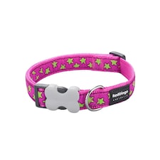 Dog Collar Design Stars Lime on Hot Pink Pink | L