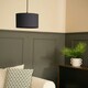 image 3 of ValueLights Pair of - Navy Blue Fabric Cylinder Ceiling Pendant Lampshade/Table Lamp Drum Light Shade - Small