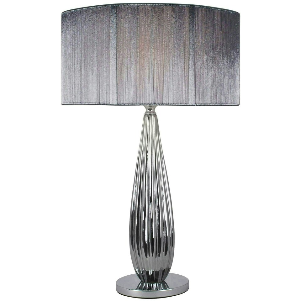 image 1 of Slinky 55cm Silver Glass Table Lamp