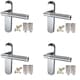 image 1 of Golden Grace Mitred Door Handle On Backplate Internal Set with Tubular Latch and Hinges in Duo Chrome Satin Finish, 4 Sets - 182mm x 45mm | Grey | 4 Set