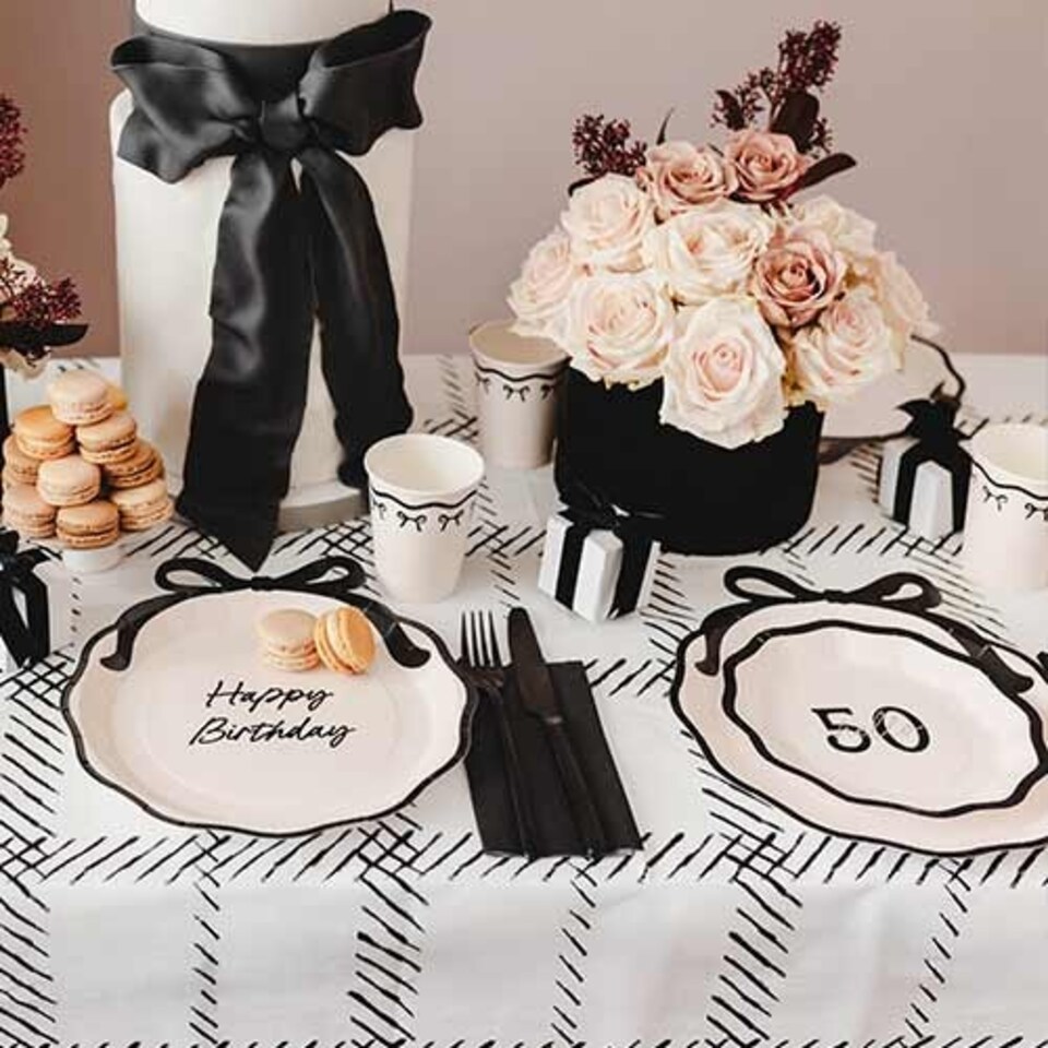 image 1 of Hello 50 Elegant Milestone Birthday Round Paper Plates 18cm - Pack of 6 Multi