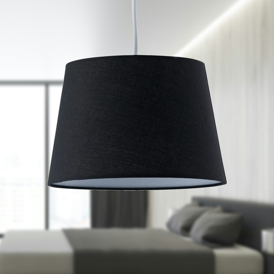 image 1 of Black Cotton 23cm Tapered Cylinder Pendant or Lamp Shade Black