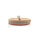 image 1 of Jute Handwoven Storage Basket With Lid (Orange And Grey)