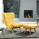 image 2 of Madelia Textured Fabric Accent Chair and Stool - Yellow