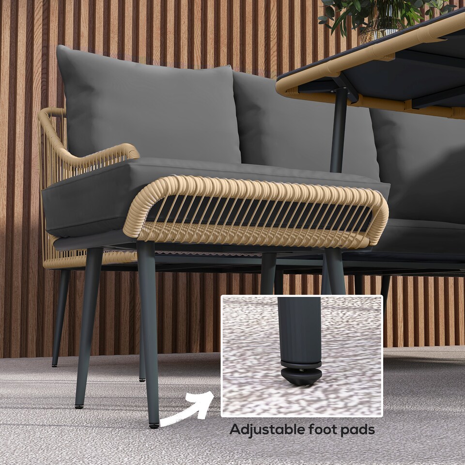 image 1 of Outsunny 6 Piece Garden Furniture Set Garden Sofa with Cushions, Light Brown