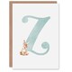 image 1 of Greeting Card Bunny Rabbit Alphabet Letter Z New Baby 1st Birthday