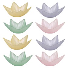 Glass Star Shaped Nibble Bowls Decorative Serving Dishes | Multi | Two of each colour (8 Set)