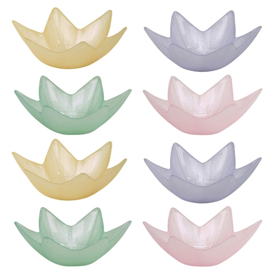 image 1 of Glass Star Shaped Nibble Bowls Decorative Serving Dishes | Multi | Two of each colour (8 Set)