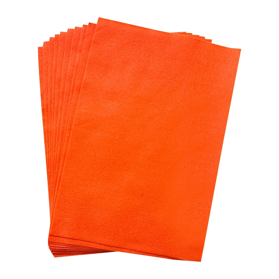 image 1 of Pack of 10 A4 Coloured Felt 180gsm Sheets Orange | Orange | A4