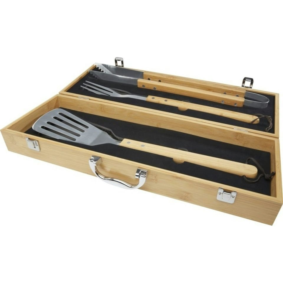 image 1 of Seasons Assadus BBQ Tool Set - Silver/Light Brown - One Size
