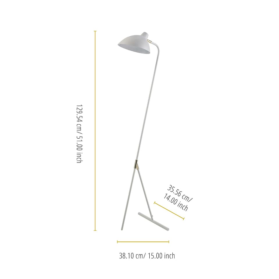 image 1 of Teamson Home Delicata Monopod Standard Task Floor Lamp with White Shade