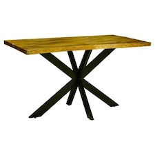 Kerela Artificial Edge Spider Leg Dining Table - Mango Wood/Iron - L100 x W200 x H76 cm - Mango PP Saw Finish Brown