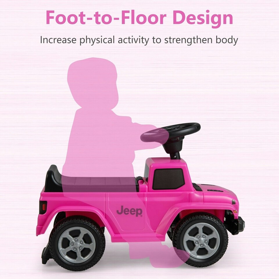 image 1 of COSTWAY Kids Ride on Push Car Licensed Jeep Push Along Car