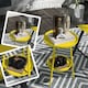 image 3 of Outsunny Round Garden Table, 2-Tier Metal Patio Table Coffee Table, Yellow | Yellow | Yellow | 32 x 32 x 51 cm