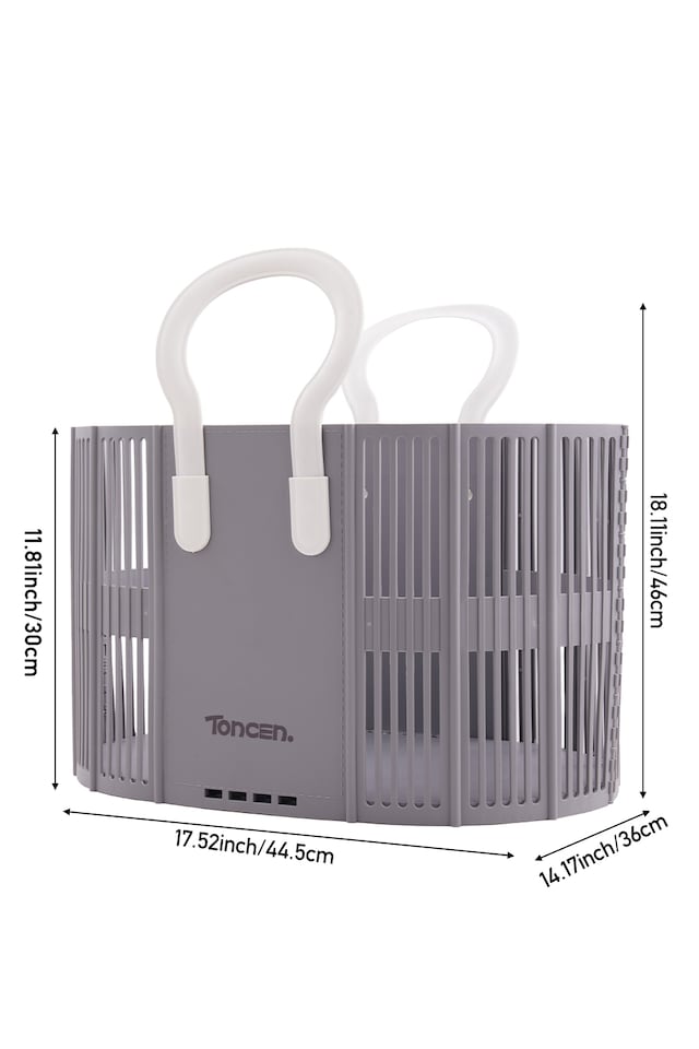 image 1 of Living and Home Foldable Plastic Laundry Basket, Grey | Grey