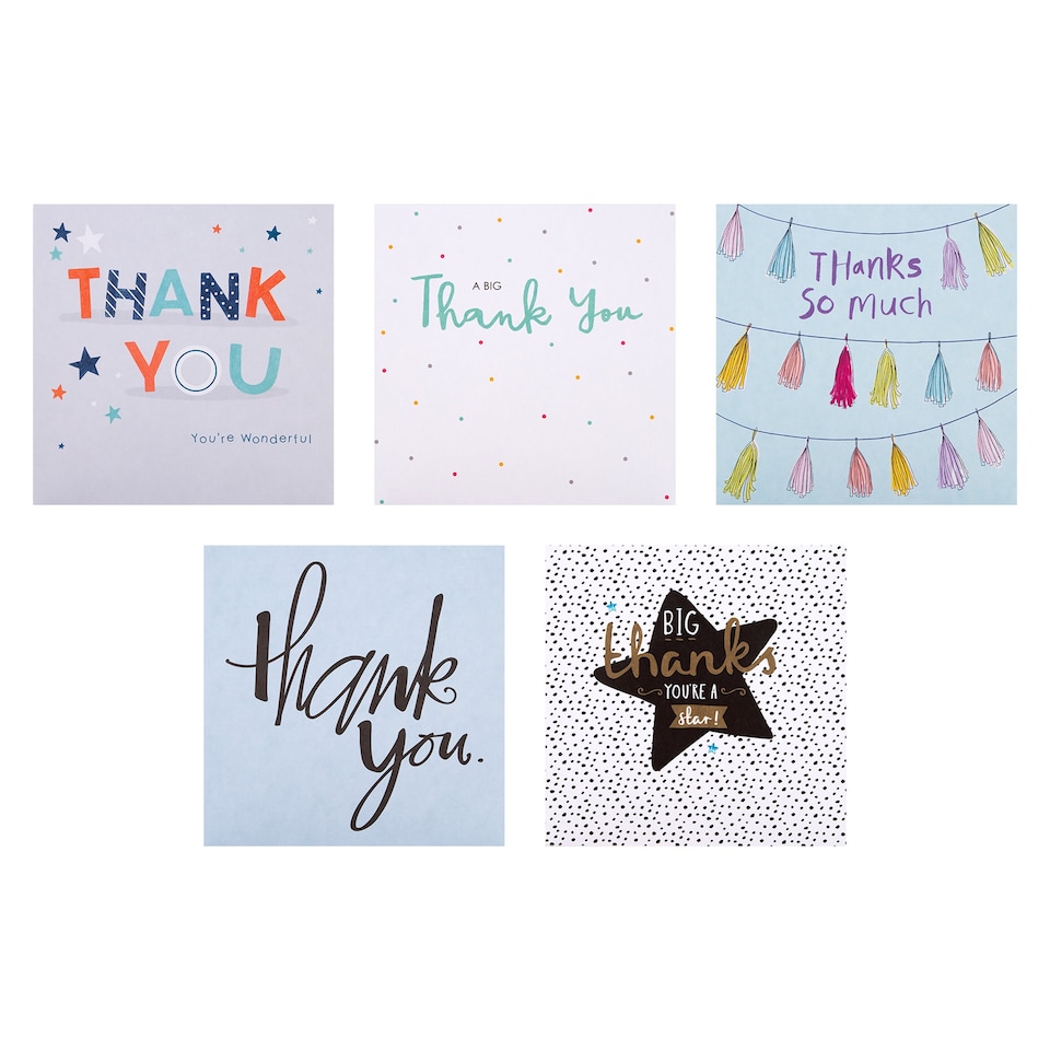 image 1 of Hallmark Pack Of 10 Thank You Cards - 5 Text Designs