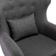 image 5 of Winslow Wing Back Fabric Occasional Button Back Armchair w Footstool (Grey)