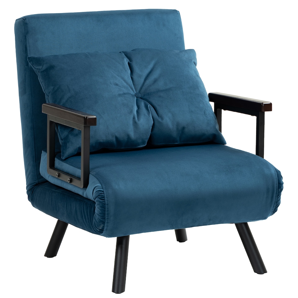 image 1 of HOMCOM Click Clack Single Chair Bed Settee for Living Room, Guest Room, Blue