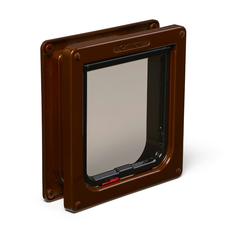 image 1 of Cat Mate Lockable Cat Flap with Door Liner to 50mm Brown (2 inches) (234B)