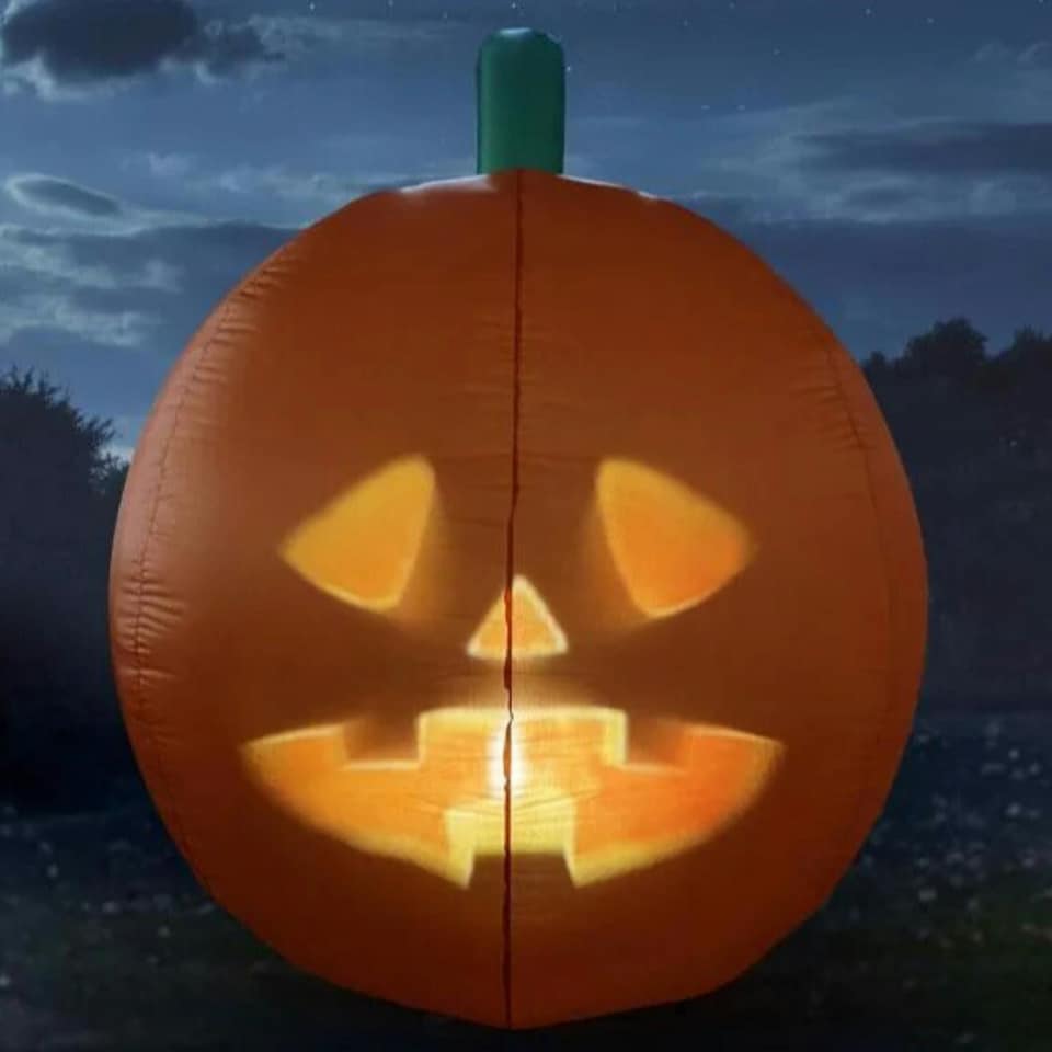 image 1 of Animated Jabberin Jack Giant 5ft Inflatable Talking Animated Halloween Pumpkin with Built-in Projector and Speaker