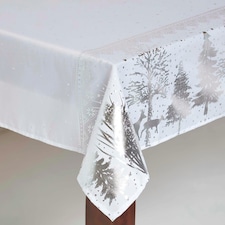 Homescapes Silver Forest Christmas Table Cloth - 132 x 178 cm Silver