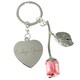 image 6 of Personalised Silver Plated Name Pink Rose Keyring