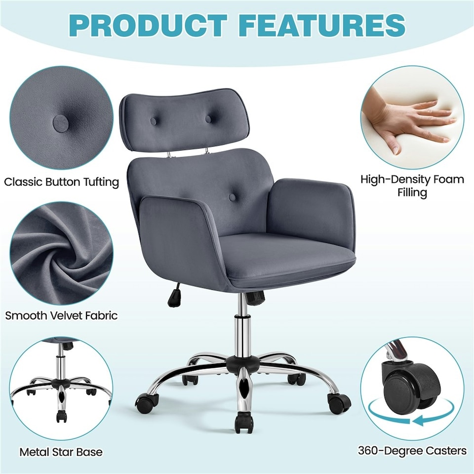 image 1 of Yaheetech Ergonomic Home Office Chair with Headrest Dark Gray | Grey | Dark Grey