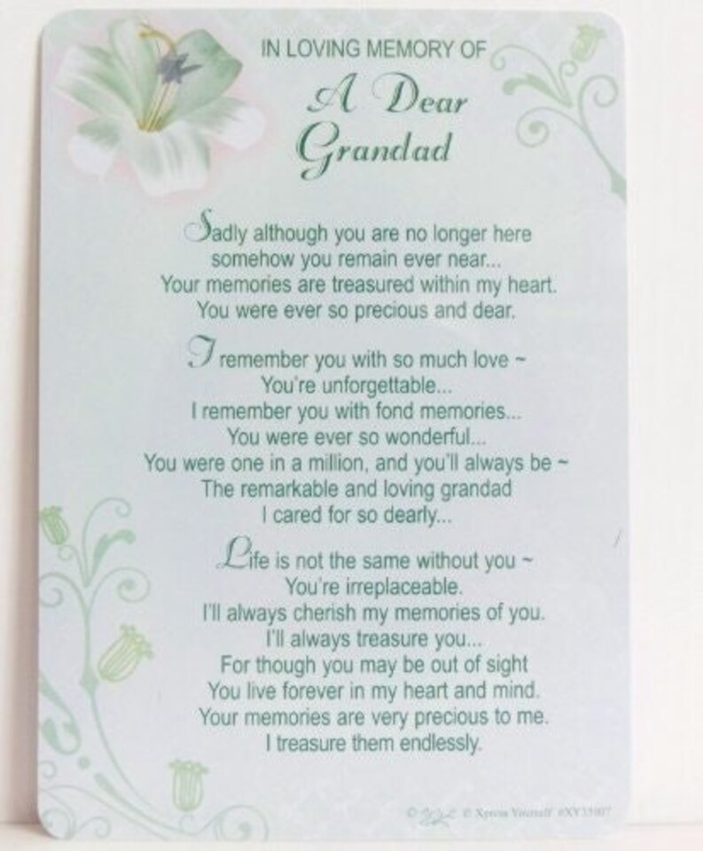 image 1 of Grave Card In Loving Memory Of A Dear Grandad