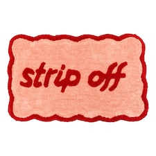 Strip Off Slogan Scalloped Bath Mat