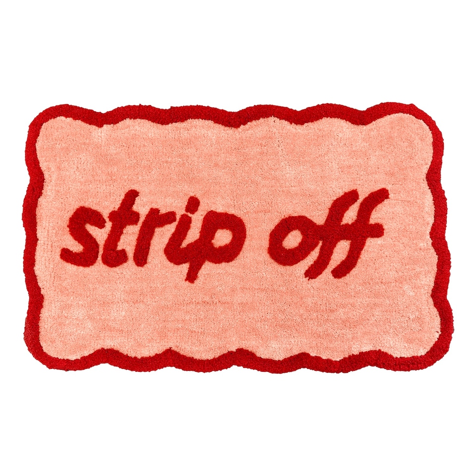 image 1 of Strip Off Slogan Scalloped Bath Mat