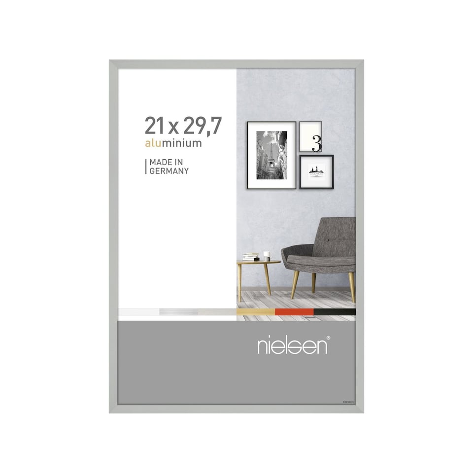 image 1 of Nielsen Pixel Aluminium Picture Frame - Real Glass - Frosted Silver - A4 (21cm x 29.7cm)