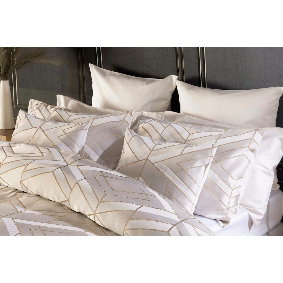 image 1 of Belledorm Seve Jacquard Duvet Cover Set - Taupe - Superking