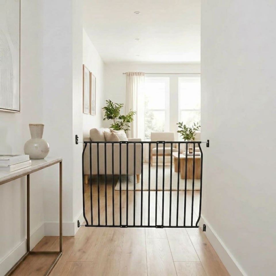 image 1 of Safetots Eco Screw Fit Baby Gate, Black, 90cm - 100cm, Stair Gate for Toddler and Baby, Screw Fit Safety Barrier, Easy Installation Safety Gate