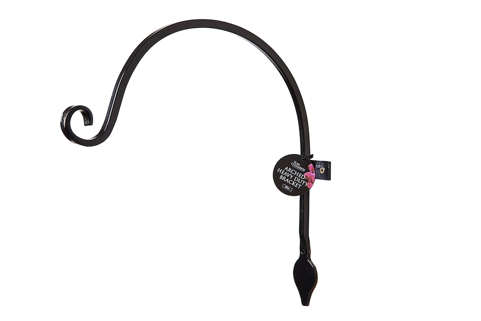 image 1 of Pack of 2 Tom Chambers Heavy Duty Handcrafted Metal 38cm Black Wall Bracket Hook For Garden Hanging Basket Bird Feeder | Black | Black
