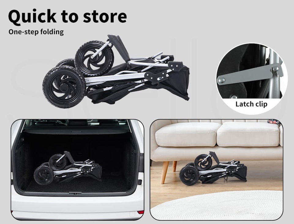 image 1 of Skylos Pet Stroller Pram Dog Carrier Trailer Strollers 3 Wheels Foldable