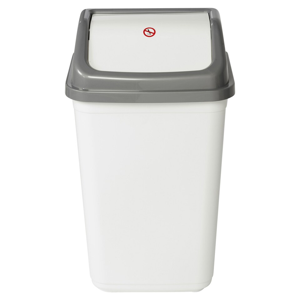 image 1 of 50L Plastic Recycling Bins with Swing Lids | White | 1