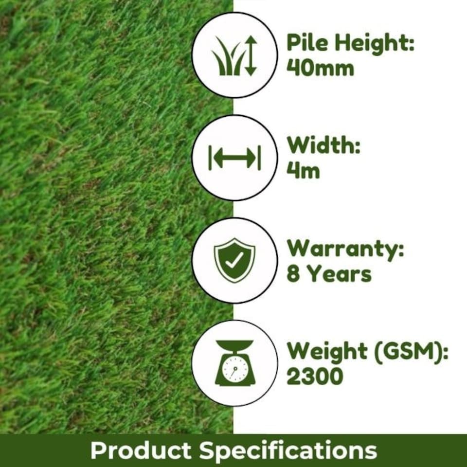 image 1 of Emerald 40mm Artificial Grass, Premium Quality Artificial Grass, 8 Years Warranty, Realistic Fake Grass, Plush Artificial Grass Green | 4m(13'1") X 2m(6'6")-8m²
