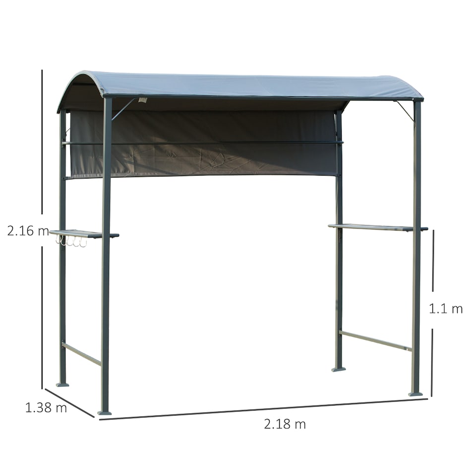 image 1 of Outsunny 2.2 x 1.4m BBQ Shelter, Outdoor Grill Gazebo Canopy with Shelves, Hanging Hooks, and Metal Frame, for Garden Patio Backyard