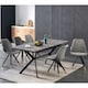 image 9 of Set of 4 Sofia Ergonomic Modern Dining Chairs Upholstered in Velvet, Metal Legs with Gold End Tips | Grey | Dark Grey