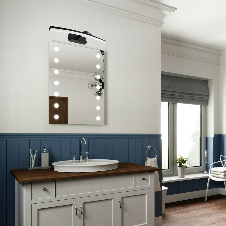 image 1 of CGC RUBY Black Curved IP44 Bathroom Mirror Wall Light 8W Black