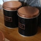 image 7 of Harbour Housewares 3pc Round Metal Tea Coffee Sugar Canister Set - Black/Copper
