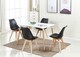 image 9 of Set of 6 Scandinavian Dining Chairs with Leather Cushions Solid Wood Legs | Black