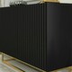 image 4 of Black Sideboard 100cm Fluted Doors Gold Frame Modern Storage Cabinet