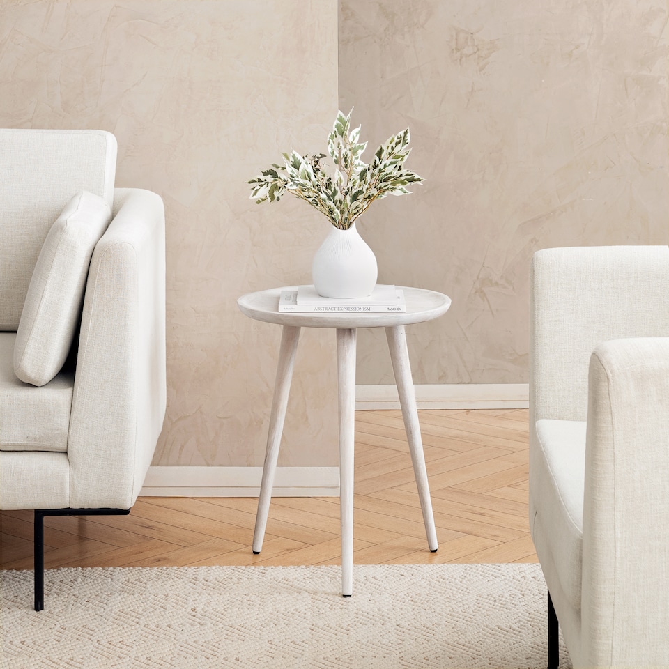 image 1 of Electra Round Solid Mango Wood Side Table for Living Room Bedroom