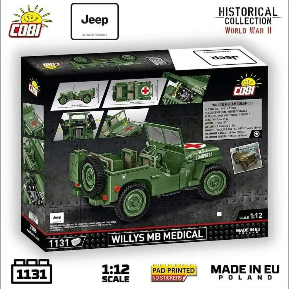 image 1 of Willys MB Medical - COBI 2806 - 1131 brick Jeep model