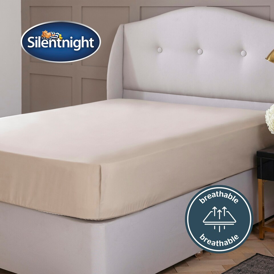image 1 of Silentnight Pure Cotton Fitted Sheet, Extra Deep, 40 cm, Cream, Super King